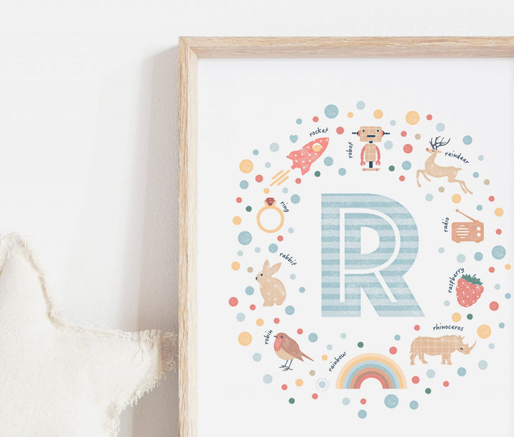 Boys Initial Letter R Print - PaperPaintPixels