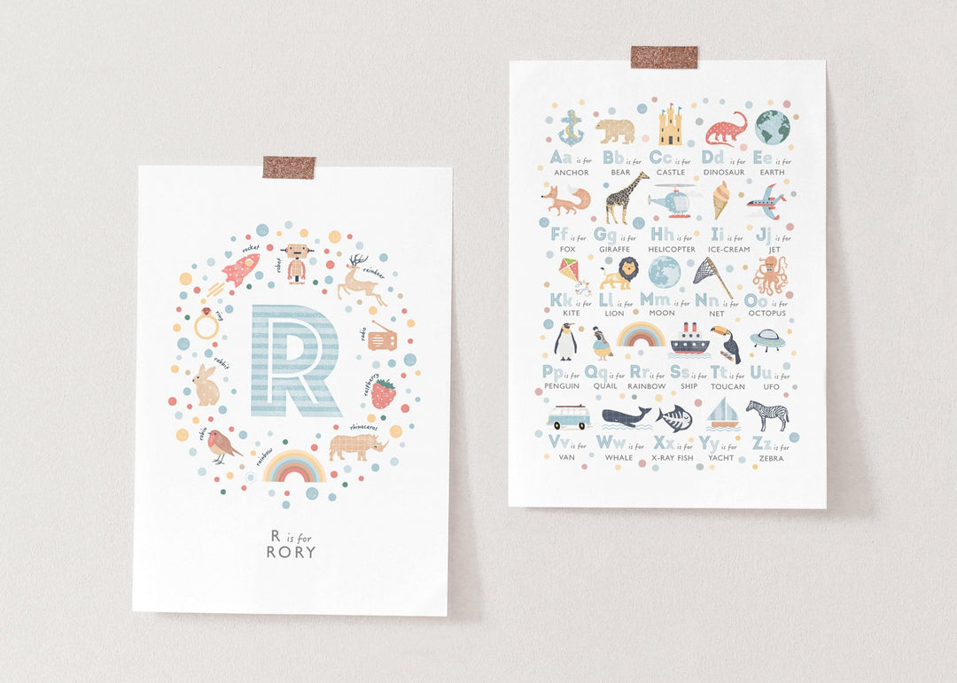 Boys Initial Letter R Print - PaperPaintPixels