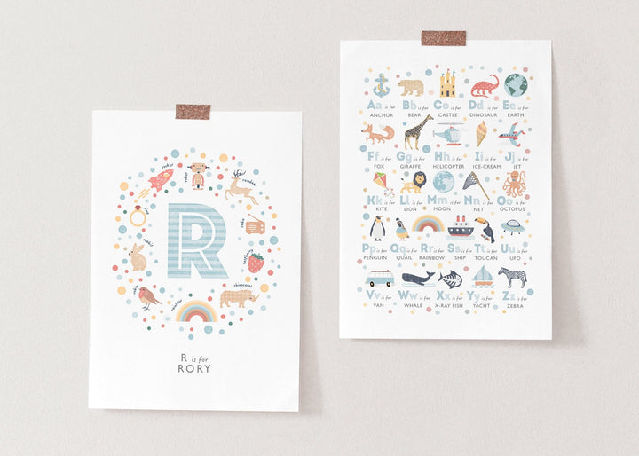 Boys Initial Letter R Print - PaperPaintPixels
