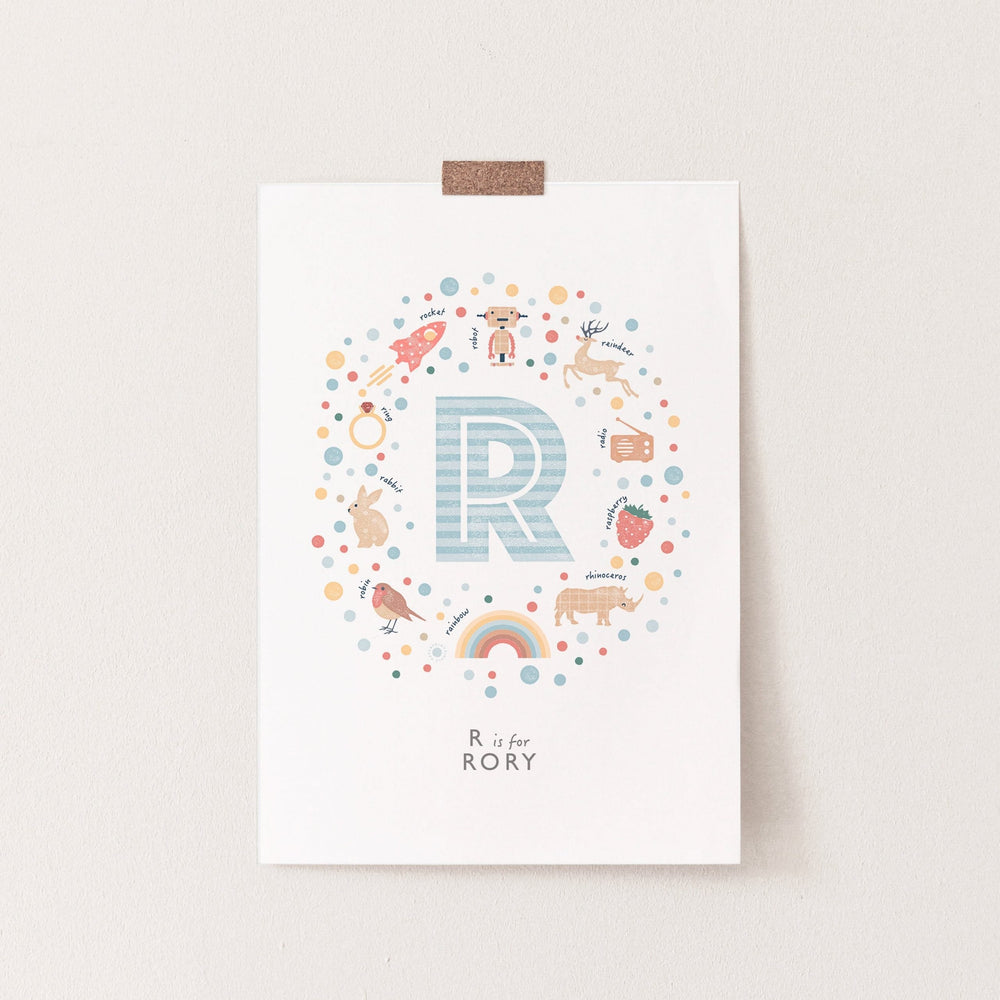 Boys Initial Letter R Print - PaperPaintPixels