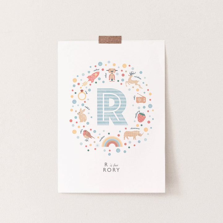 Boys Initial Letter R Print - PaperPaintPixels