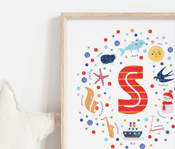 Boys Initial Letter S Print - PaperPaintPixels