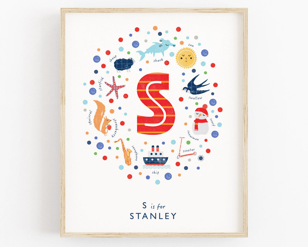Boys Initial Letter S Print - PaperPaintPixels