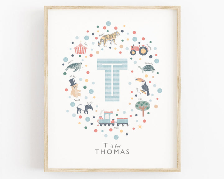 Boys Initial Letter T Print - PaperPaintPixels