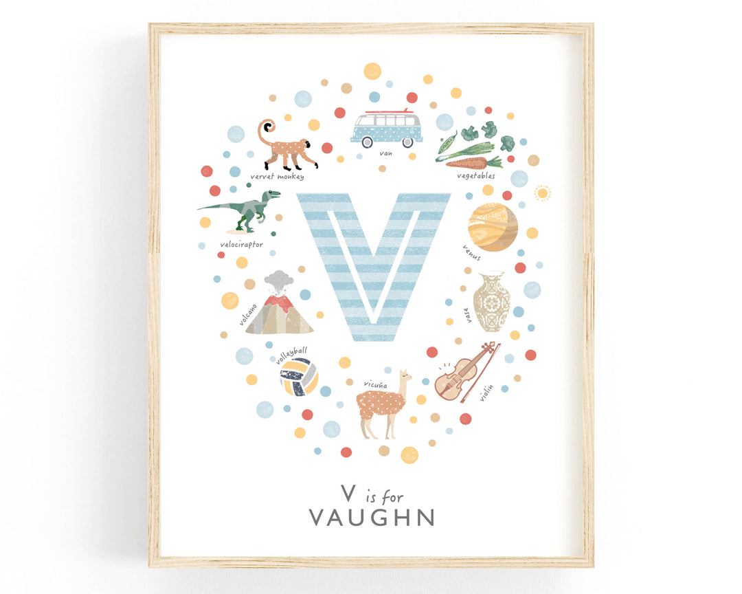 Boys Initial Letter V Print - PaperPaintPixels