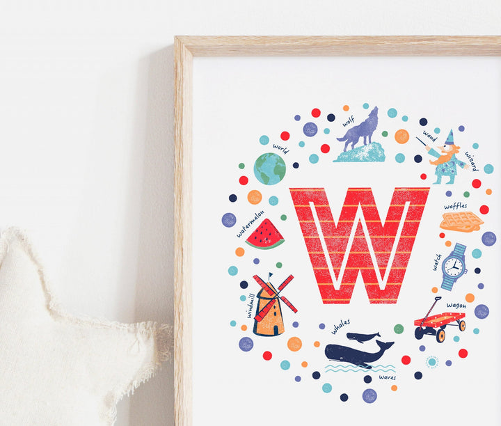 Boys Initial Letter W Print - PaperPaintPixels