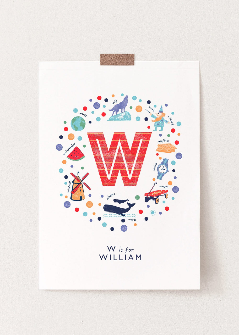 Boys Initial Letter W Print - PaperPaintPixels