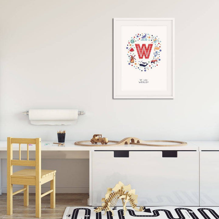 Boys Initial Letter W Print - PaperPaintPixels