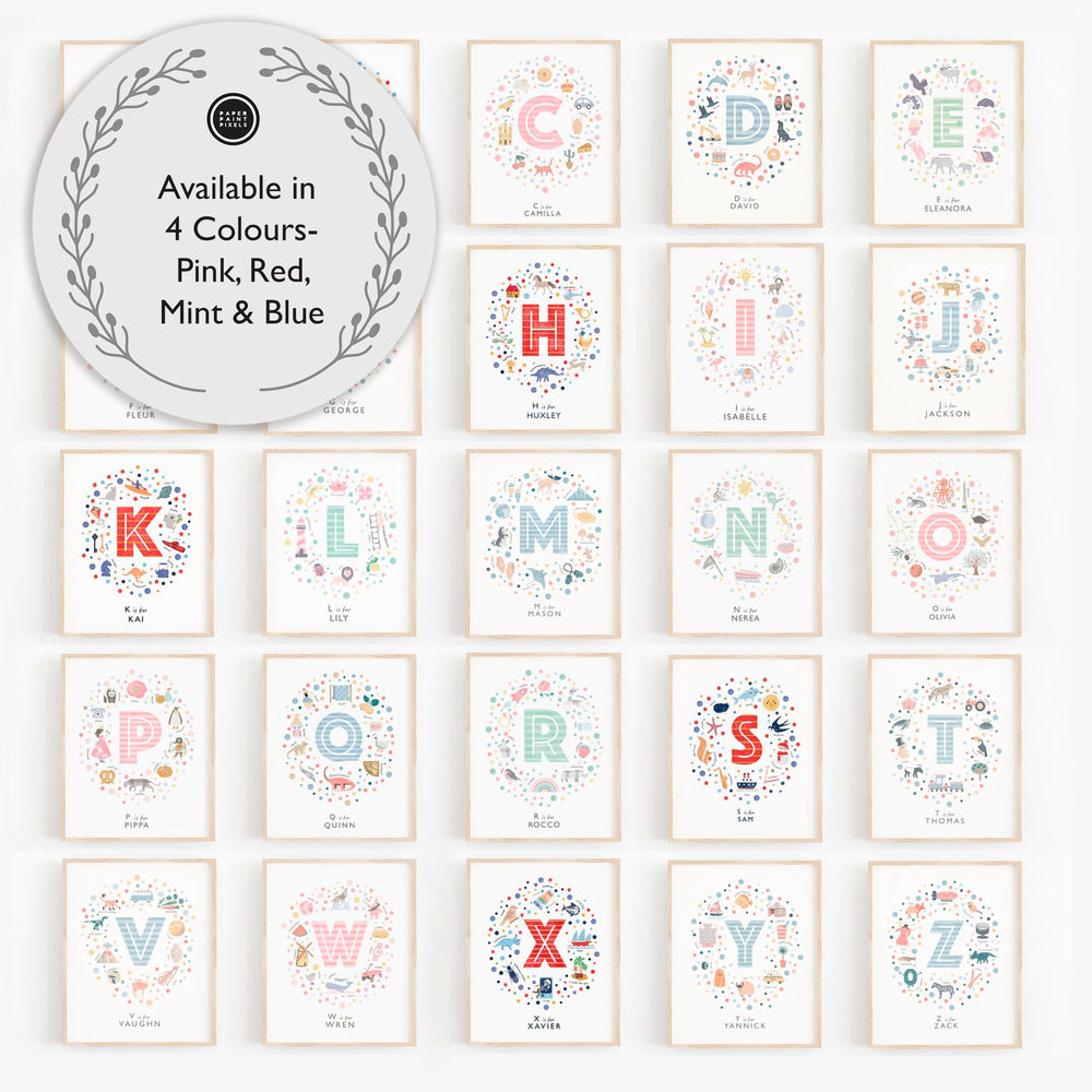 Boys Initial Letter X Print - PaperPaintPixels