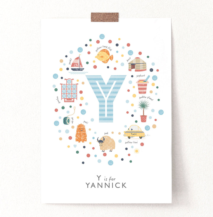 Boys Initial Letter Y Print - PaperPaintPixels