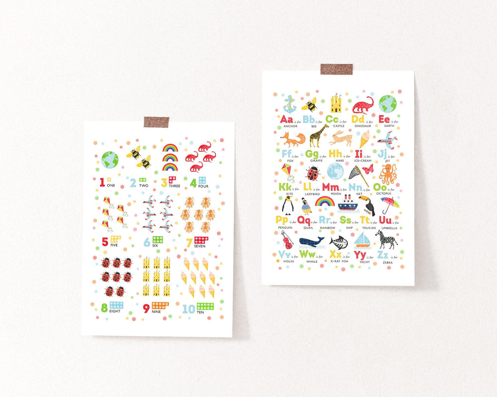 Bright Alphabet Print and Numbers Print Set - PaperPaintPixels