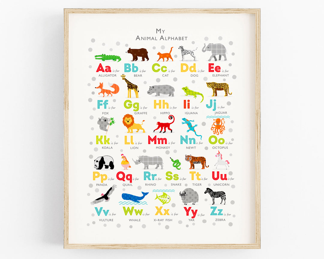 Bright Animal Alphabet Print - PaperPaintPixels