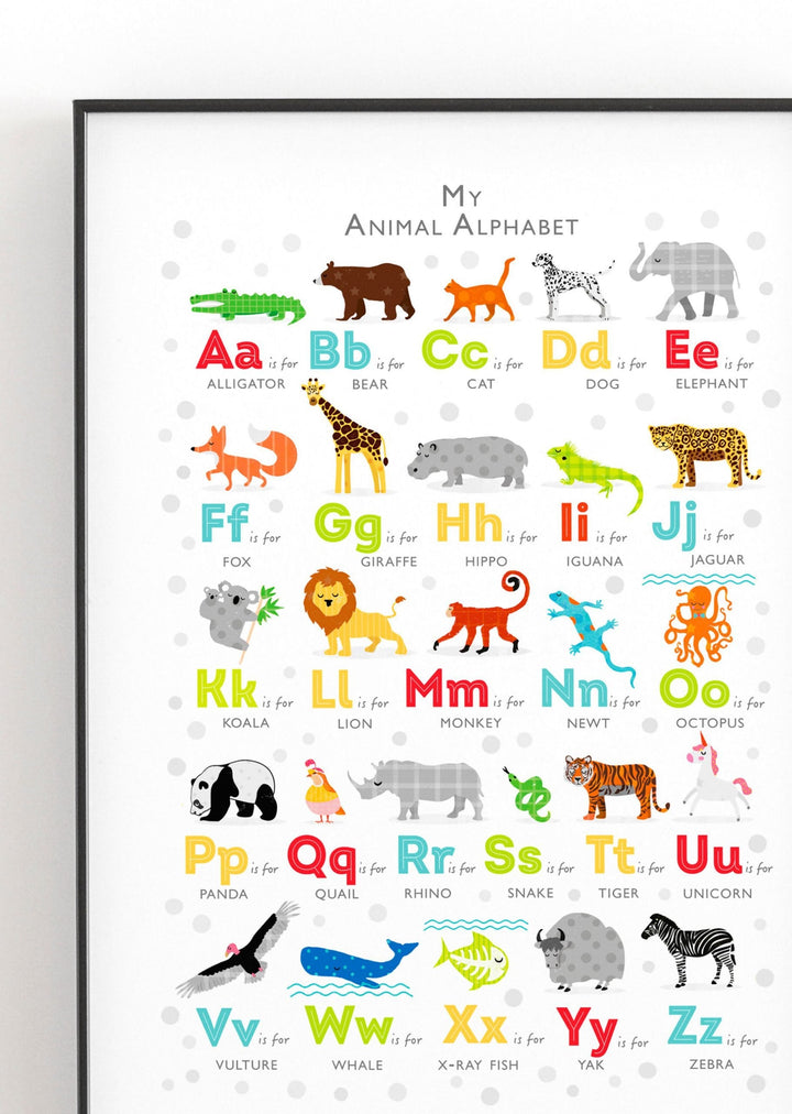 Bright Animal Alphabet Print - PaperPaintPixels