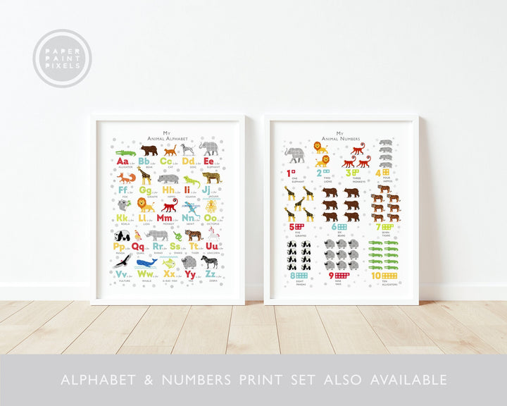 Bright Animal Alphabet Print - PaperPaintPixels