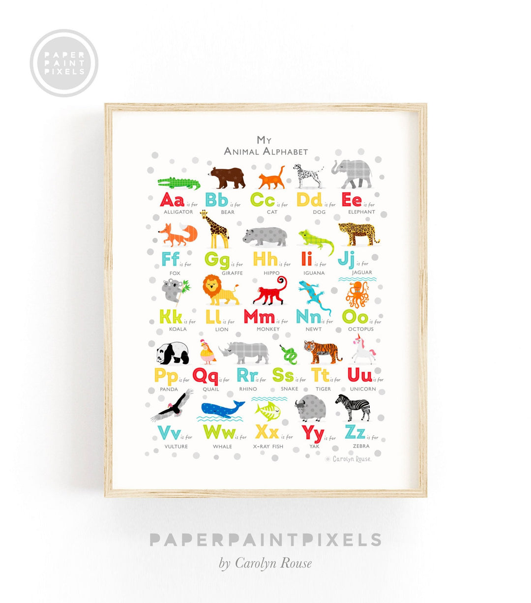 Bright Animal Alphabet Print - PaperPaintPixels