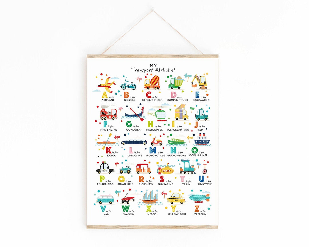 Bright Transport Alphabet Print - PaperPaintPixels