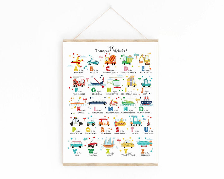 Bright Transport Alphabet Print - PaperPaintPixels