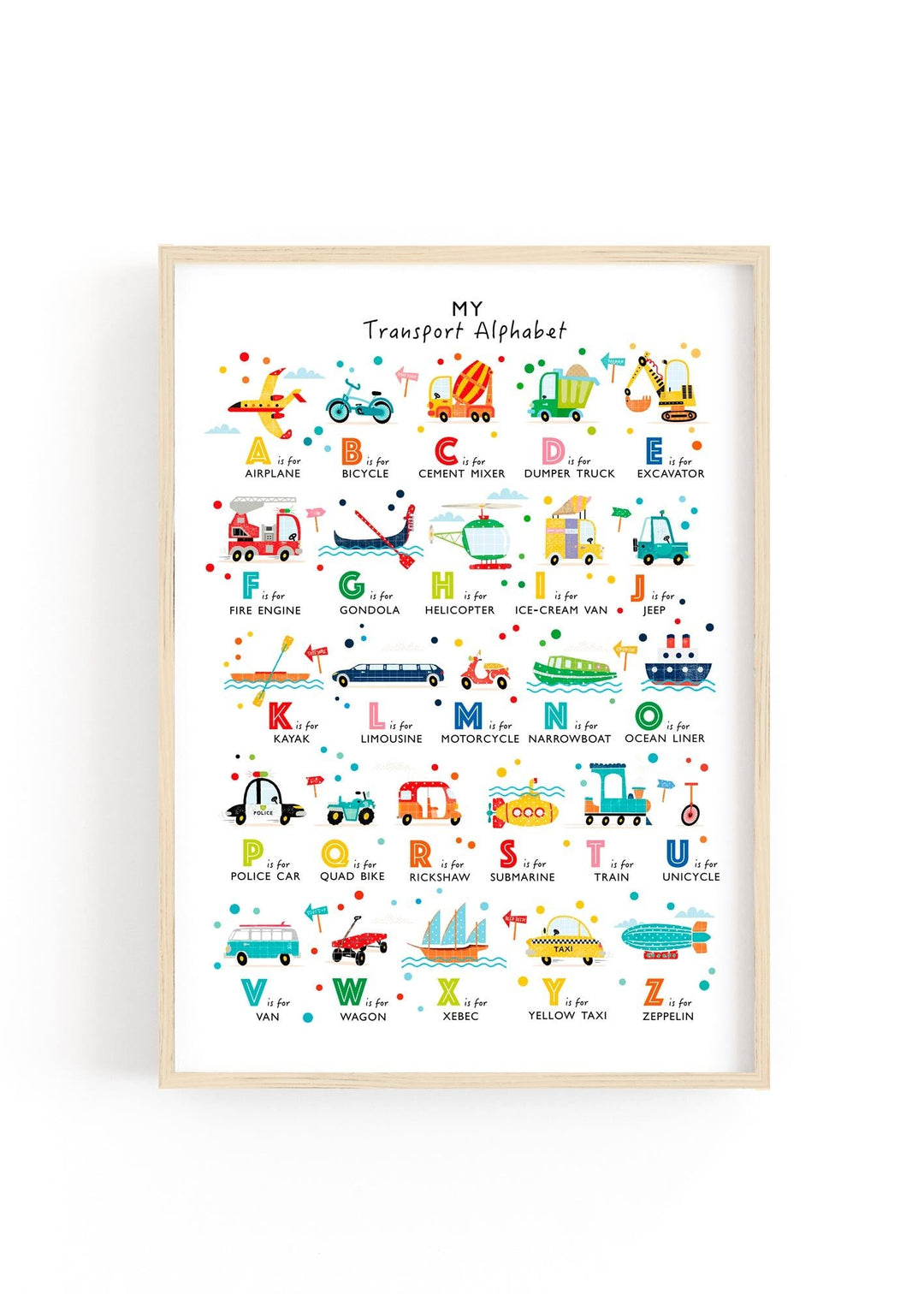 Bright Transport Alphabet Print - PaperPaintPixels