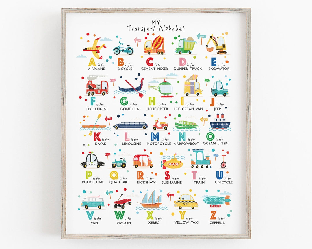 Bright Transport Alphabet Print - PaperPaintPixels