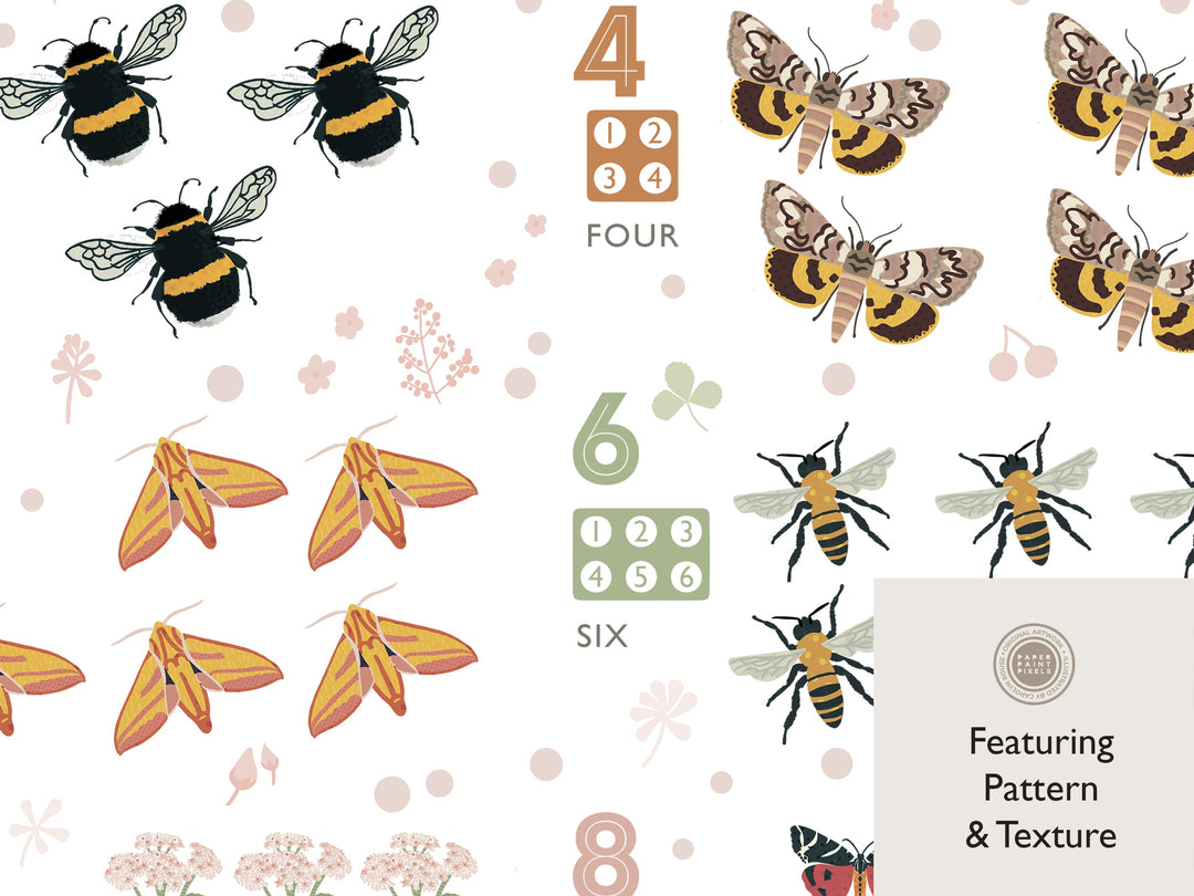 Butterflies & Bees Nursery Print Set - PaperPaintPixels