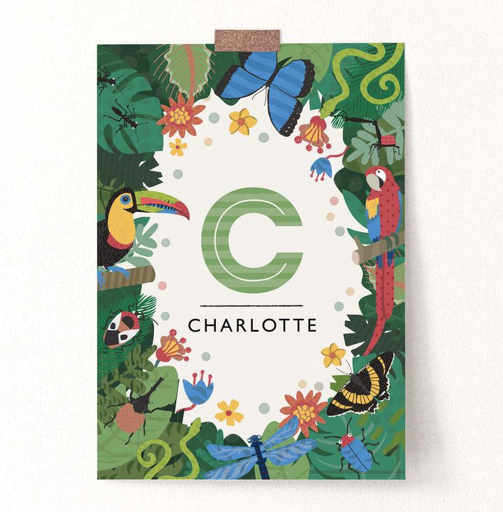 Personalised Jungle Nursery Name Print - PaperPaintPixels