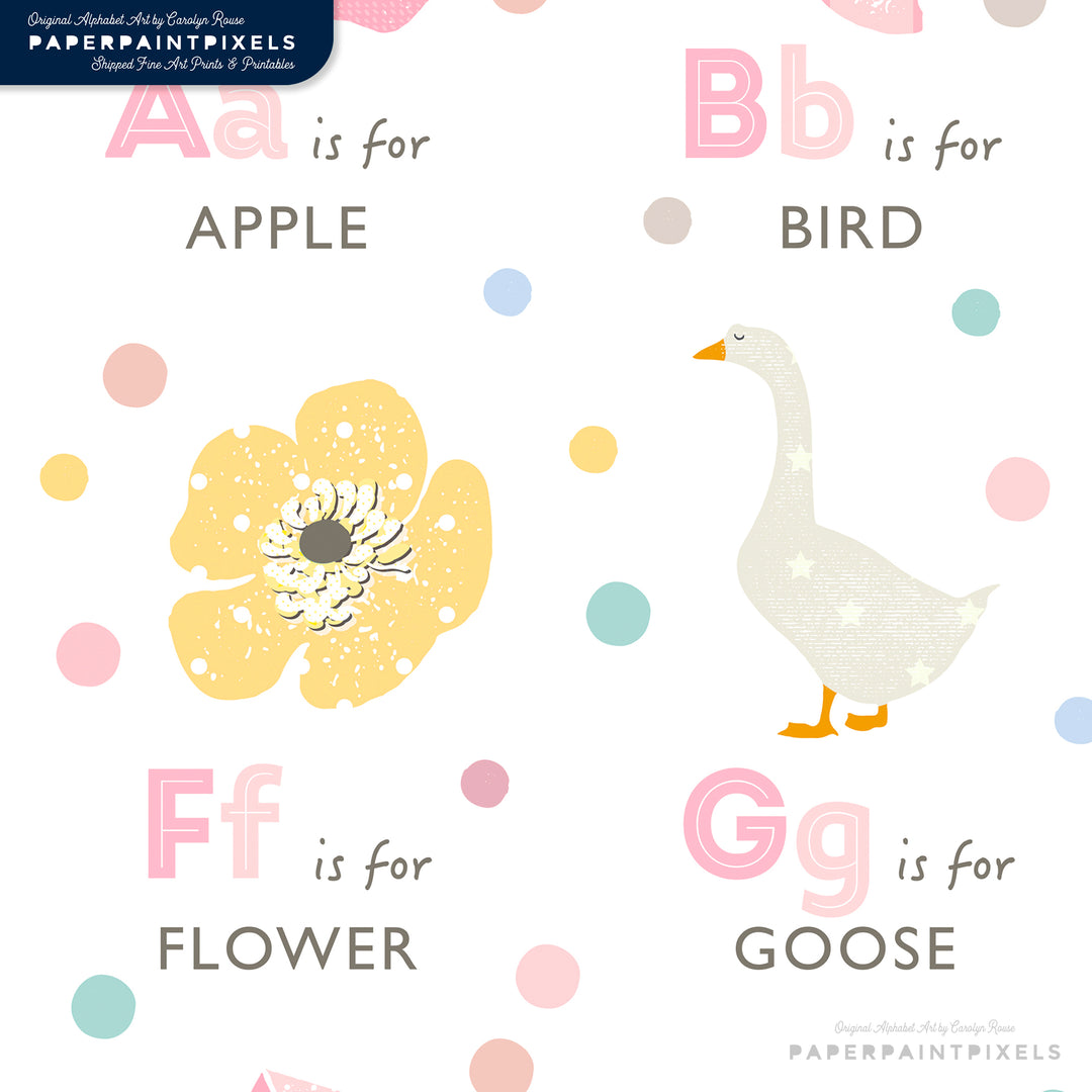 Girls Pink Alphabet- Printable Wall Art
