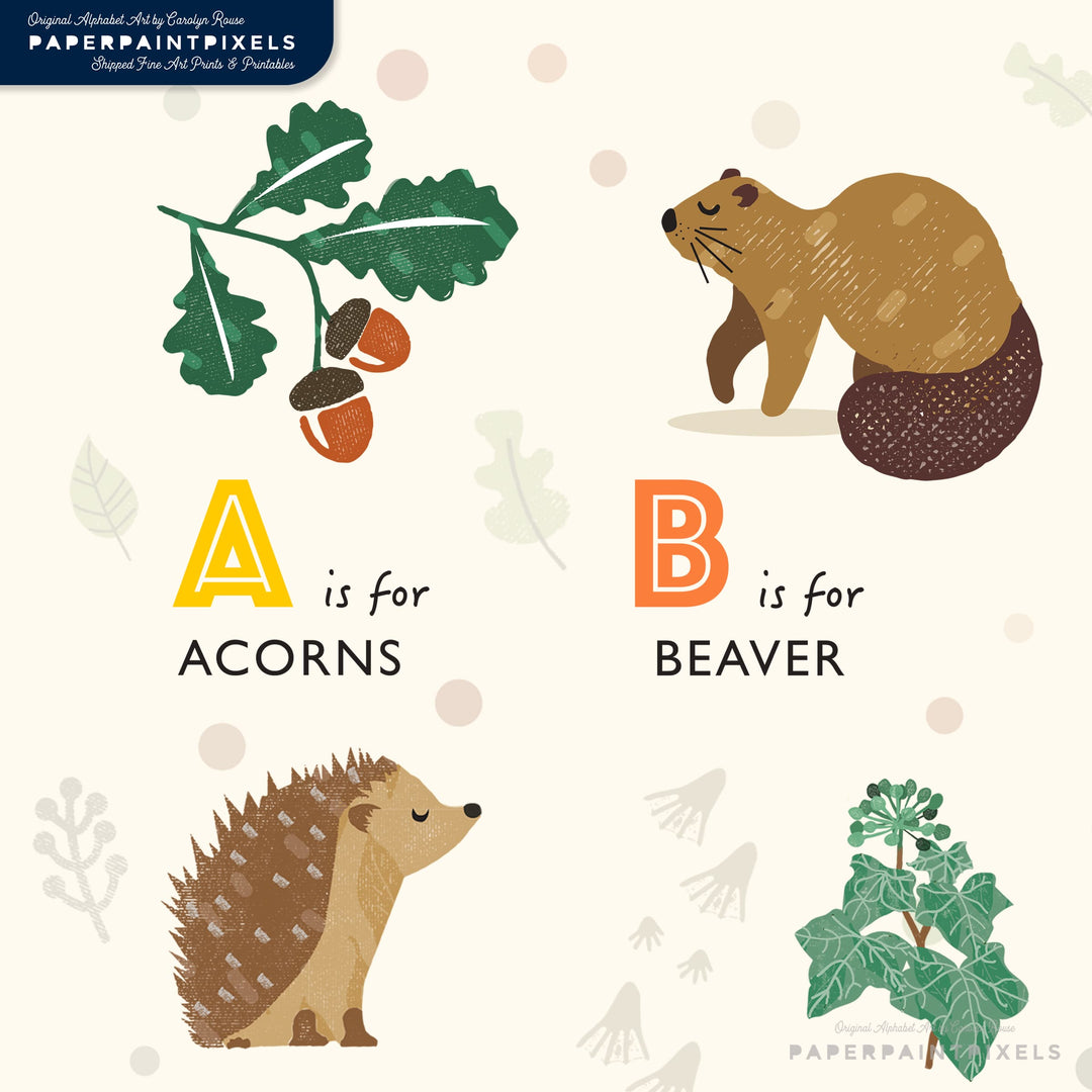 Woodland Alphabet Poster - Landscape - Digital Download