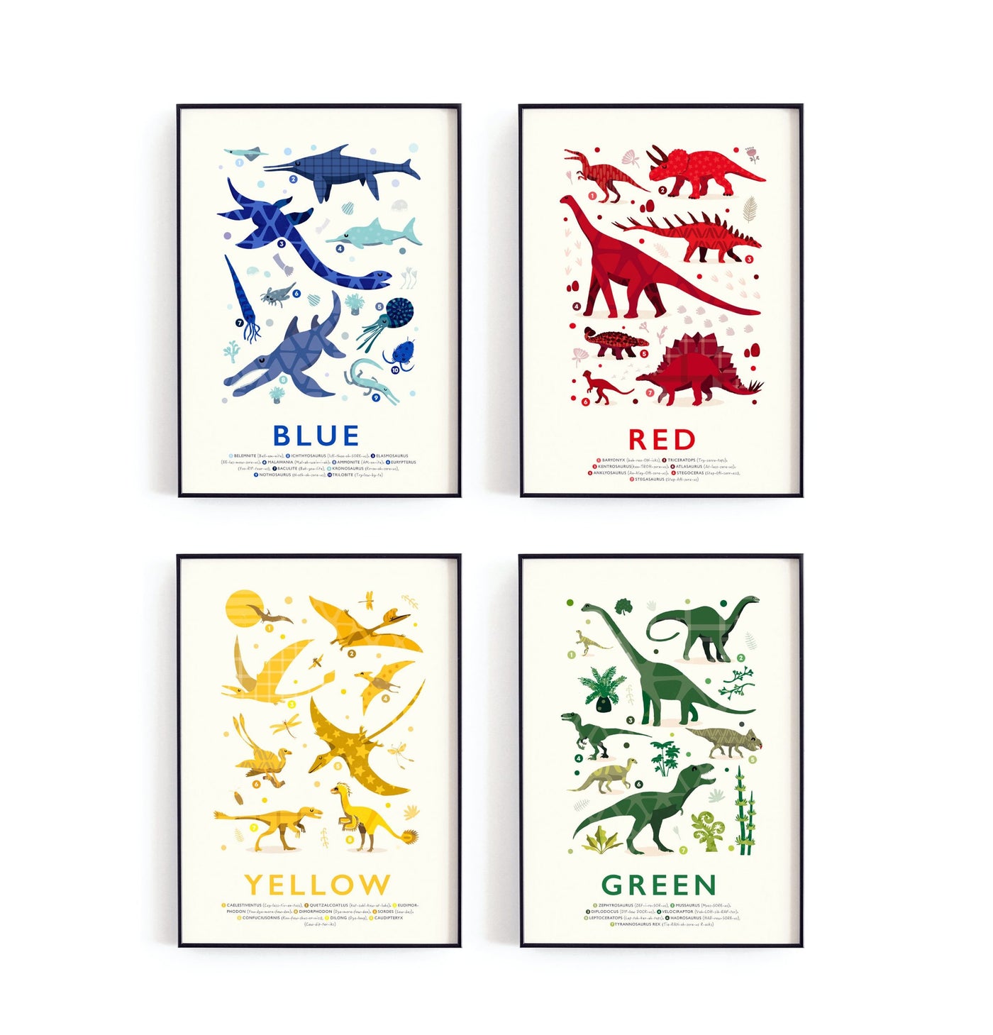 Colours Dinosaur Print Set - PaperPaintPixels