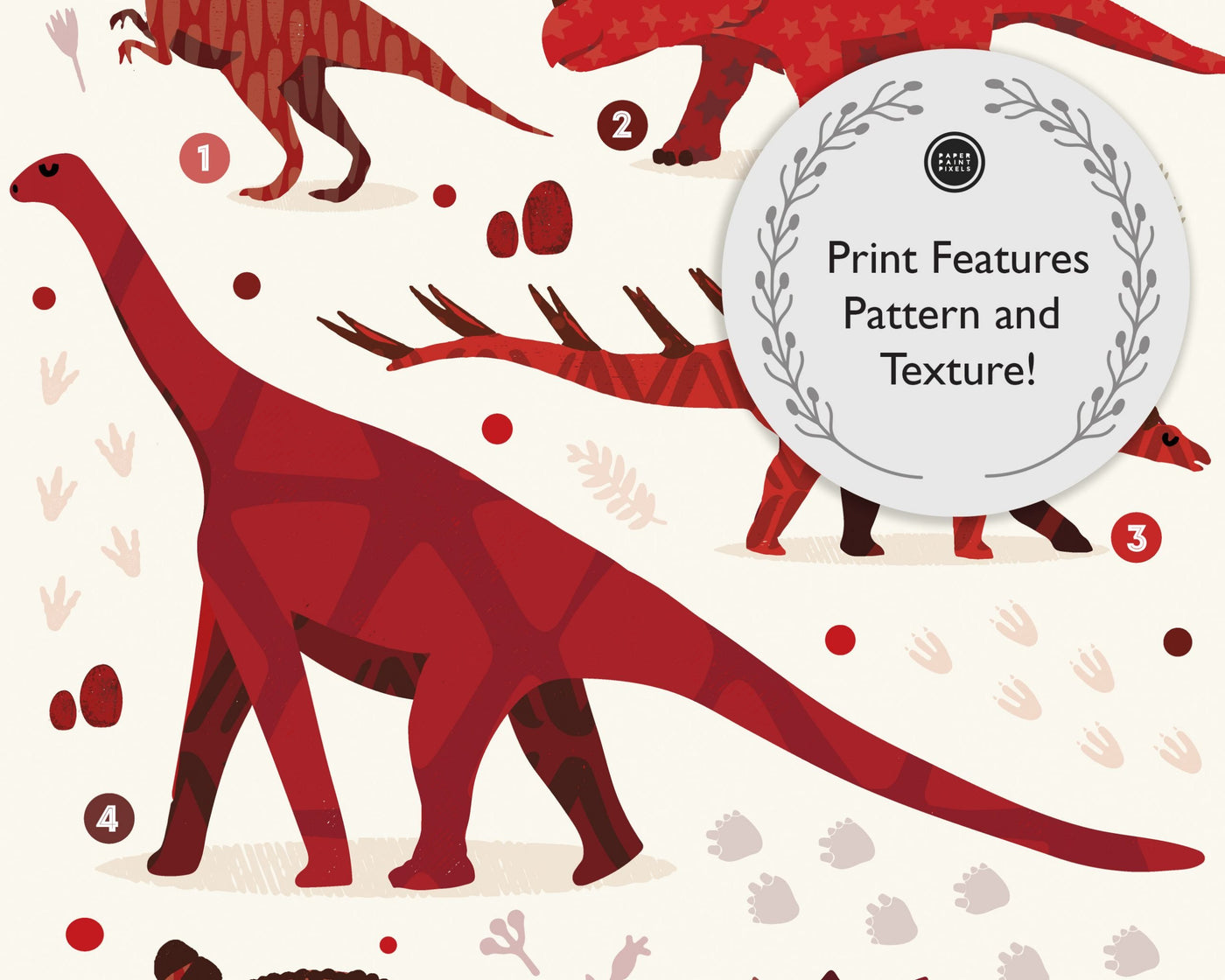 Colours Dinosaur Print Set - PaperPaintPixels
