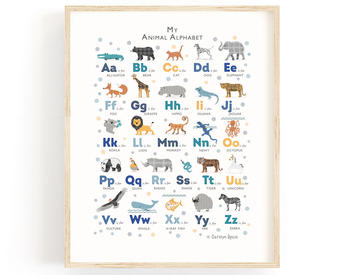 Navy Animal Alphabet Art - PaperPaintPixels