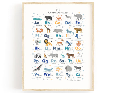 Navy Animal Alphabet Art - PaperPaintPixels
