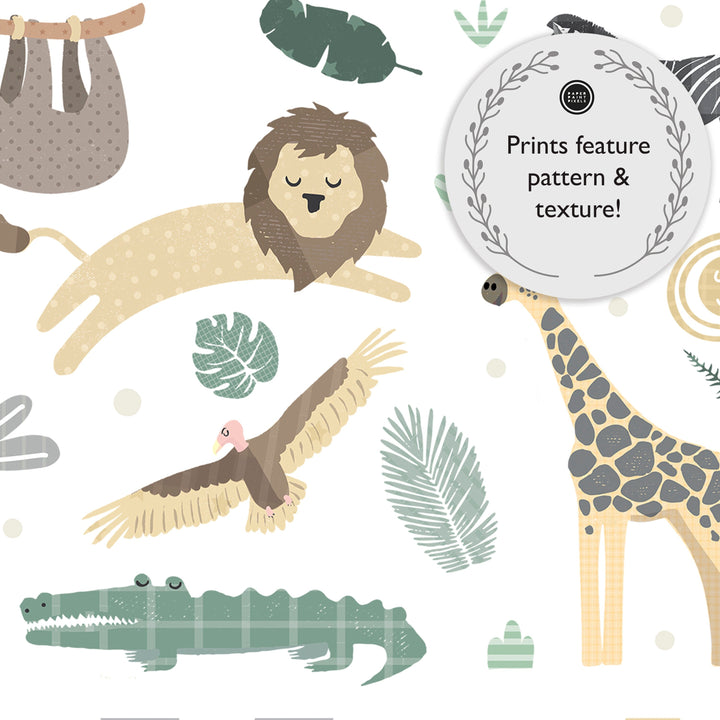 Custom Safari Animal Nursery Print - Personalised Wall Art - PaperPaintPixels