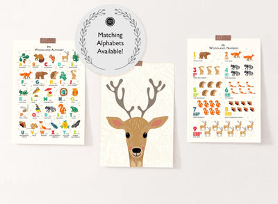 Woodland Deer Nursery Print - PaperPaintPixels