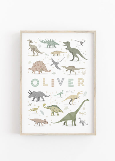 Personalized Dinosaur Name Print, Great Gift for Kids