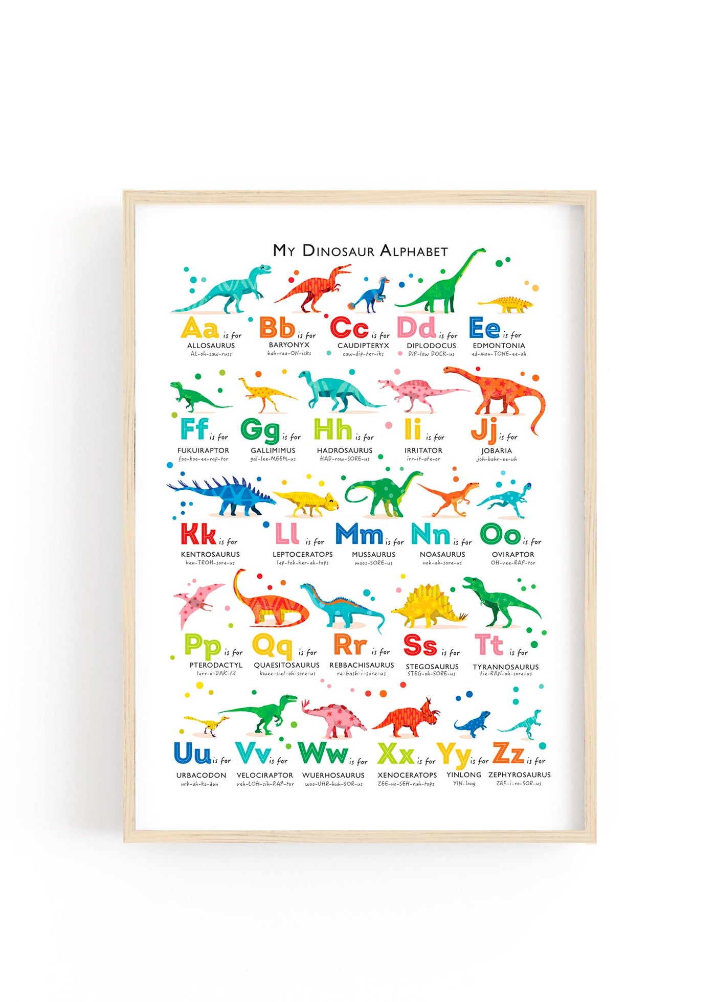 Children's Bright Dinosaur Theme Alphabet Poster