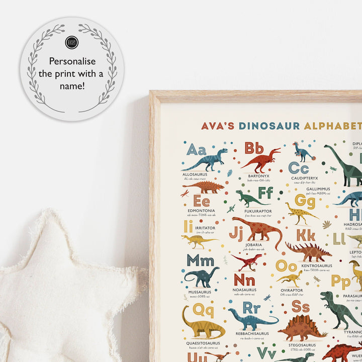 Dinosaur Alphabet Art Print - PaperPaintPixels