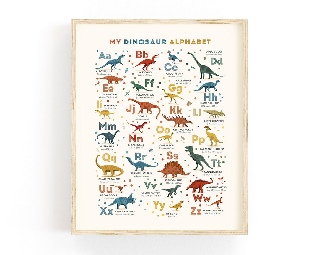 Dinosaur Alphabet Art Print - PaperPaintPixels