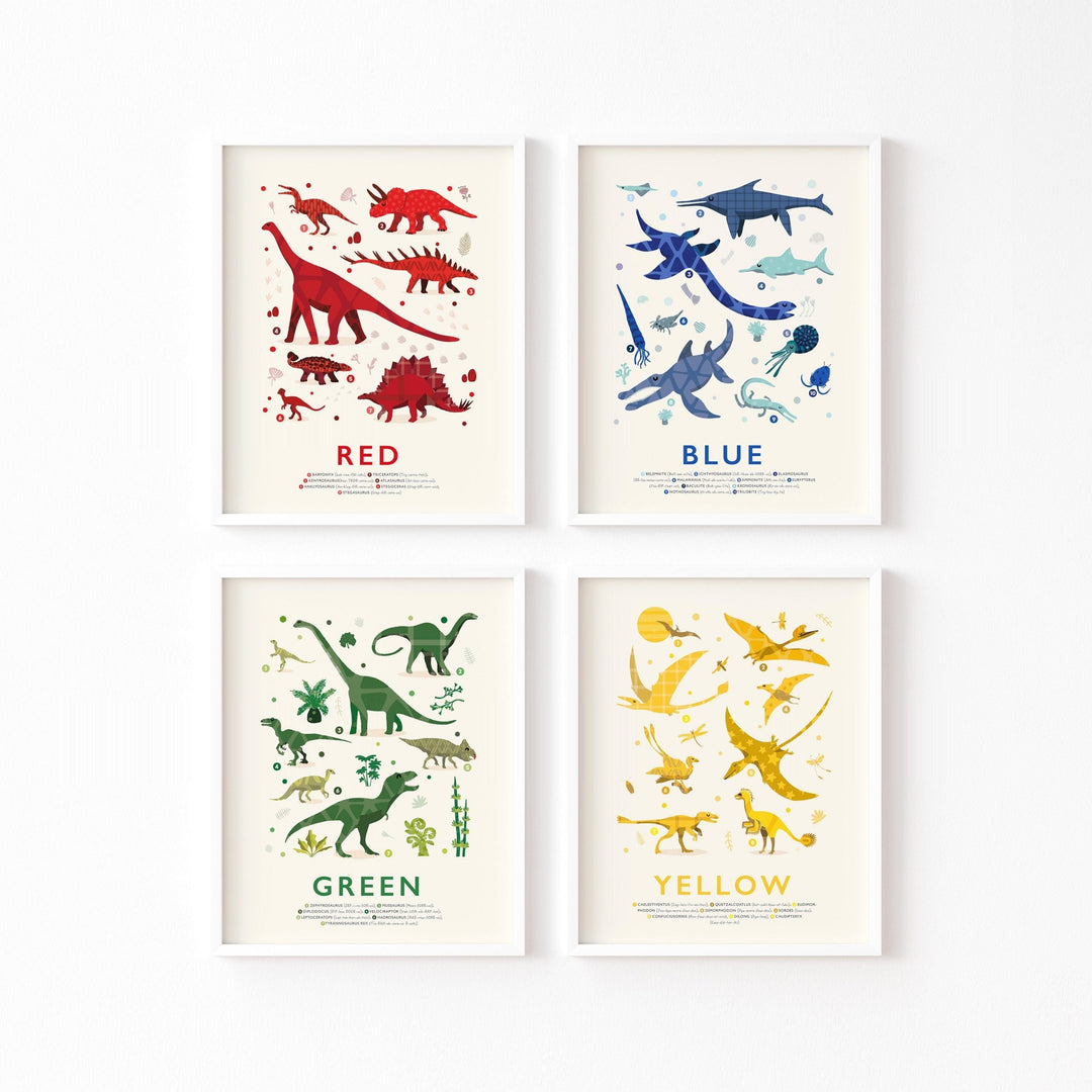 Dinosaur Colours Print Set - PaperPaintPixels