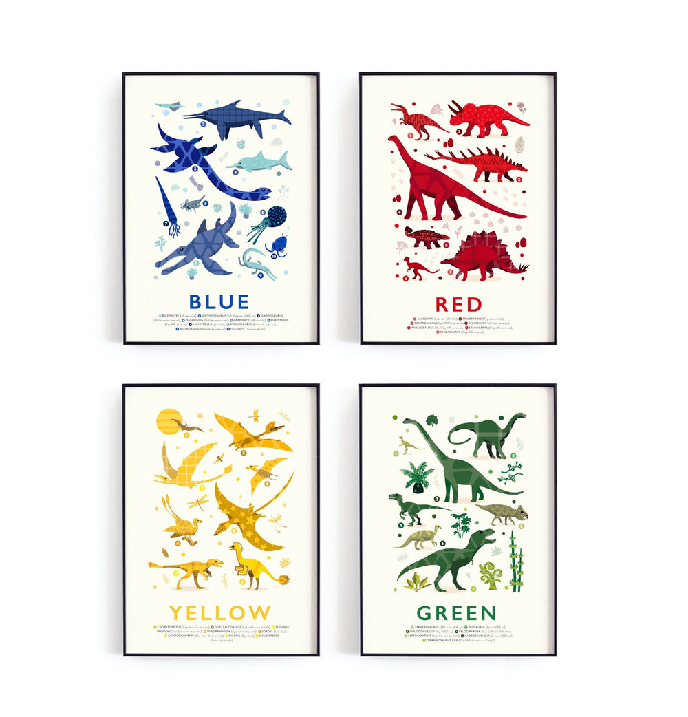 Dinosaur Colours Print Set - PaperPaintPixels