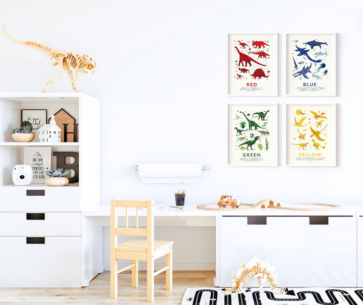 Dinosaur Colours Print Set - PaperPaintPixels
