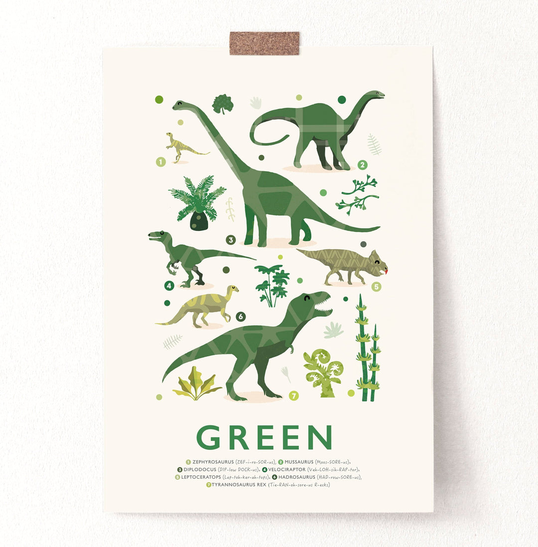 Dinosaur Colours Print Set - PaperPaintPixels