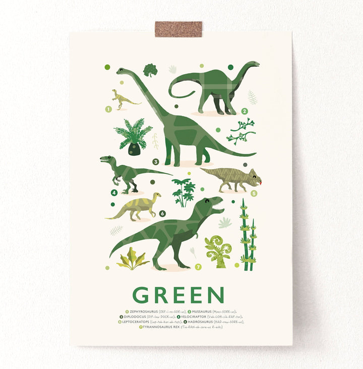 Dinosaur Colours Print Set - PaperPaintPixels