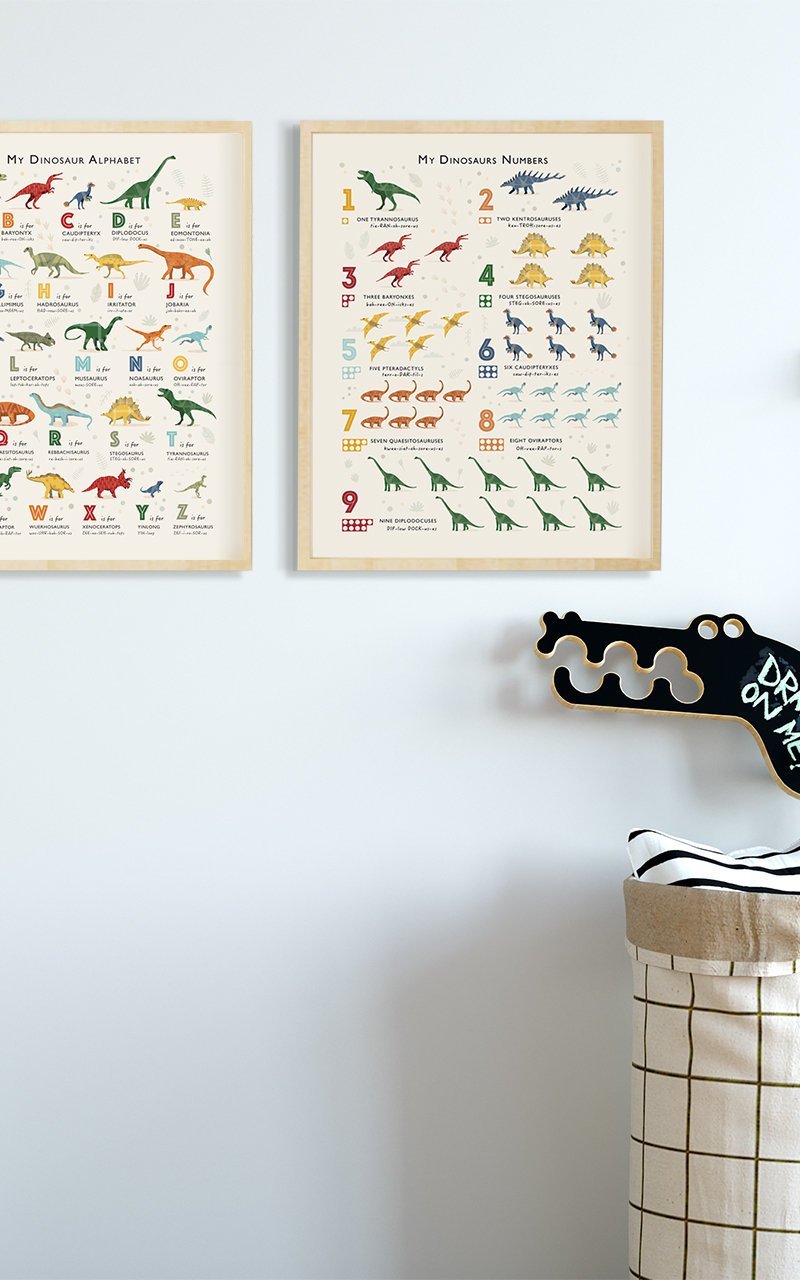 Dinosaur Numbers Print - Count with the Dinosaurs - PaperPaintPixels