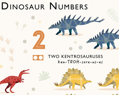Dinosaur Alphabet and Numbers Print Duo - PaperPaintPixels
