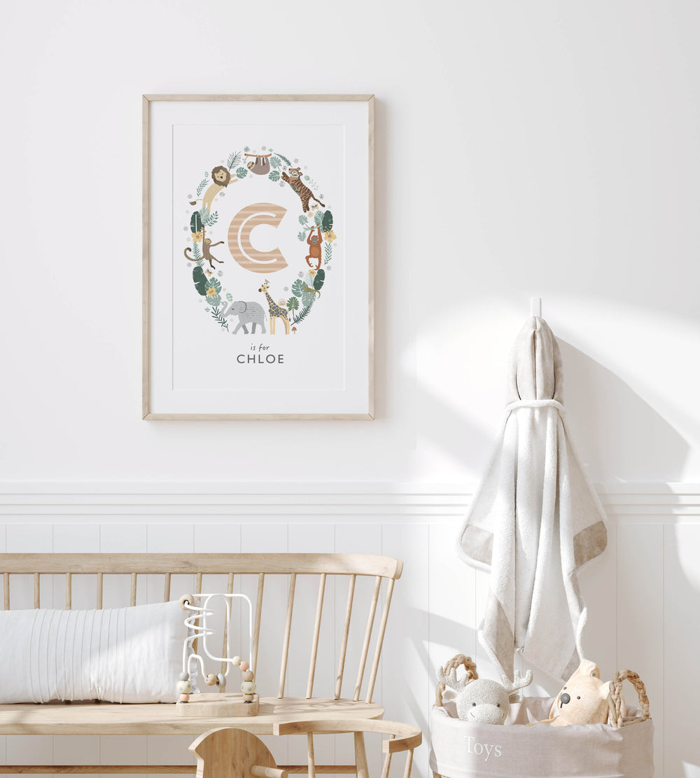 Personalised Safari Nursery Name Print - PaperPaintPixels