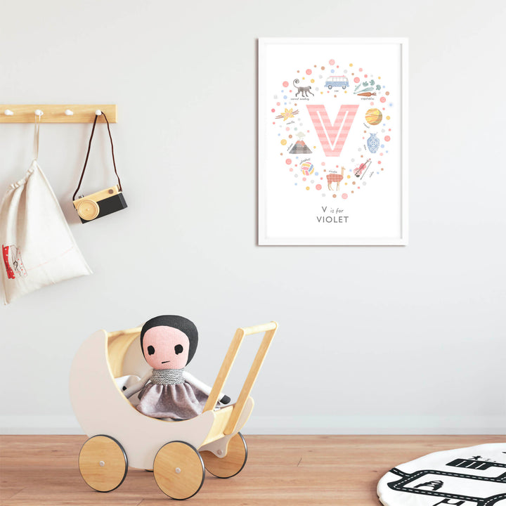 Girls Initial Letter V Print - PaperPaintPixels