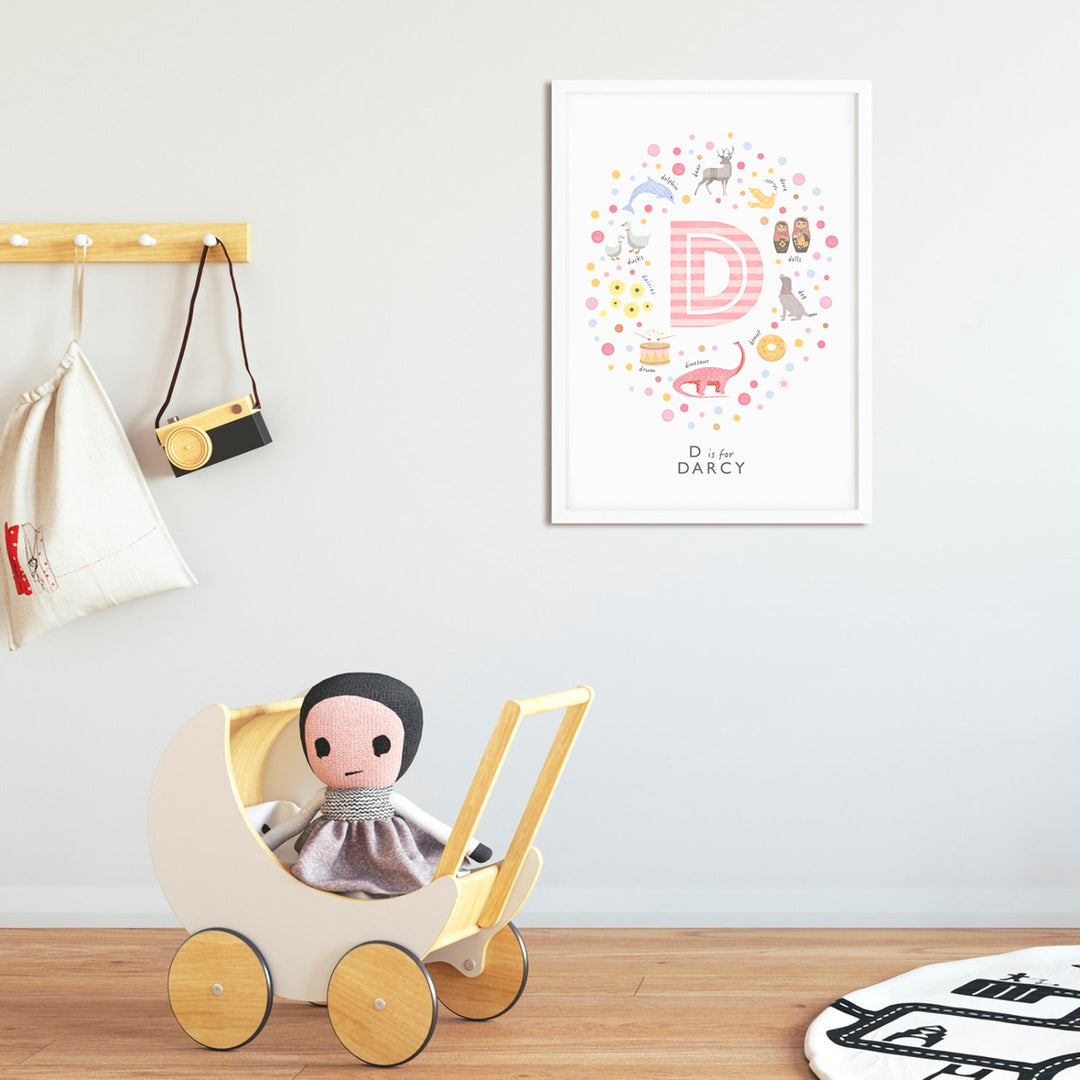 Girls Initial Letter D Print - PaperPaintPixels