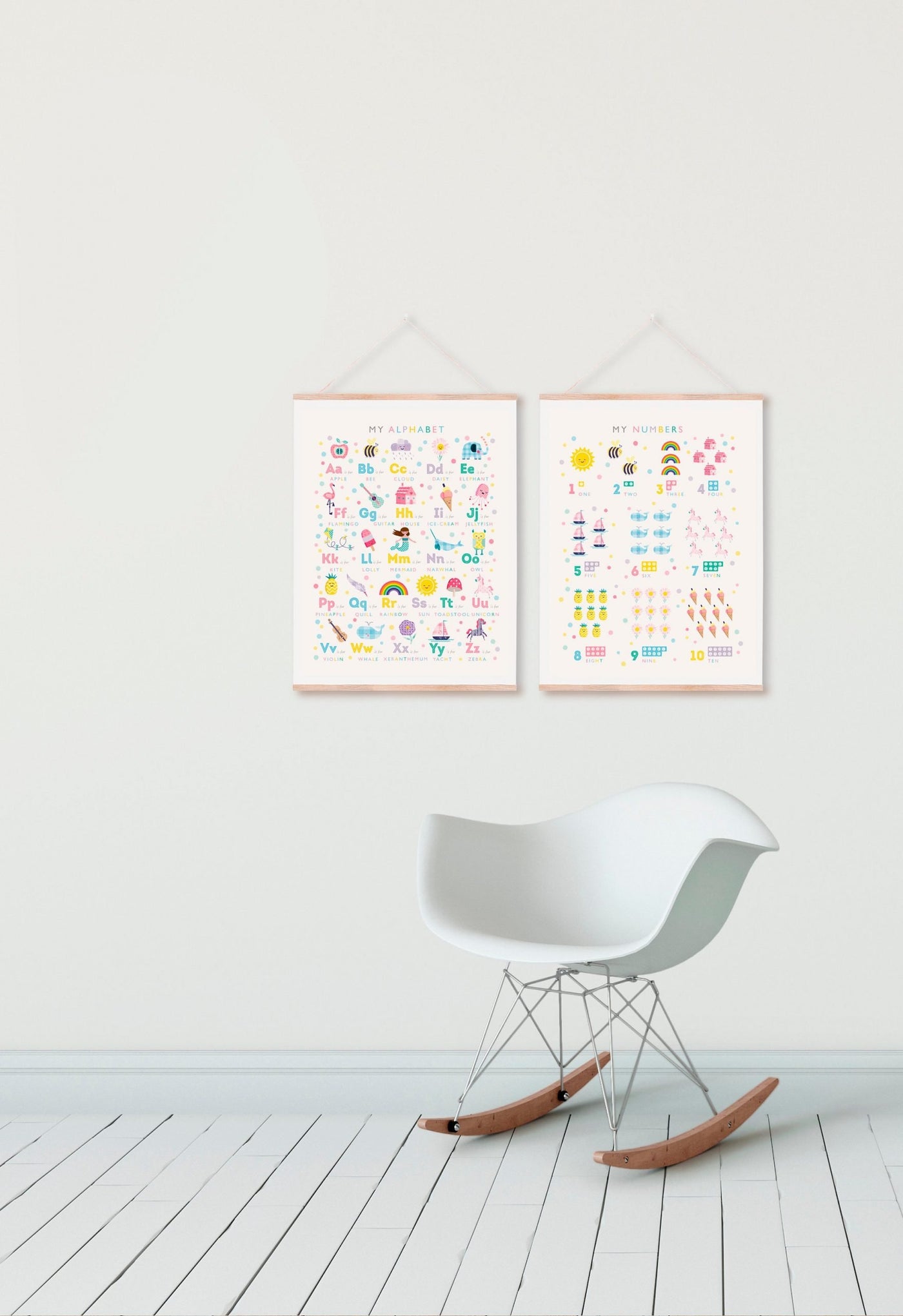 Girls Alphabet Art Prints Set - PaperPaintPixels