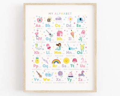 Girls Alphabet Print - PaperPaintPixels