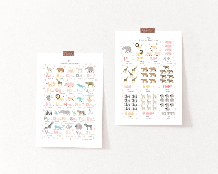 Girls Animal Alphabet Prints, Set of 2 - PaperPaintPixels